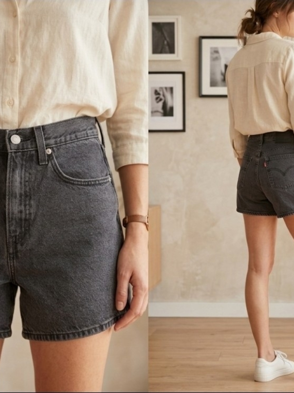 High-Waist Charcoal Levi's Denim Shorts